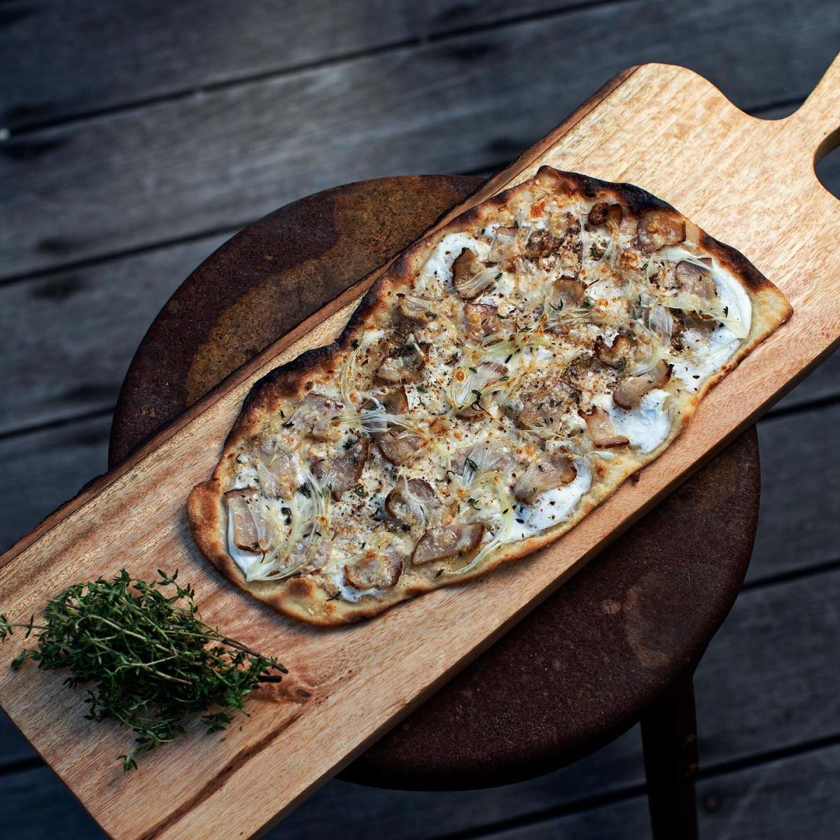 Flat Bread on oven board from Les Petites Canailles Michelin Star Restaurant